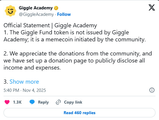 Giggle Academy 是否与 $GIGGLE 代币有关联?