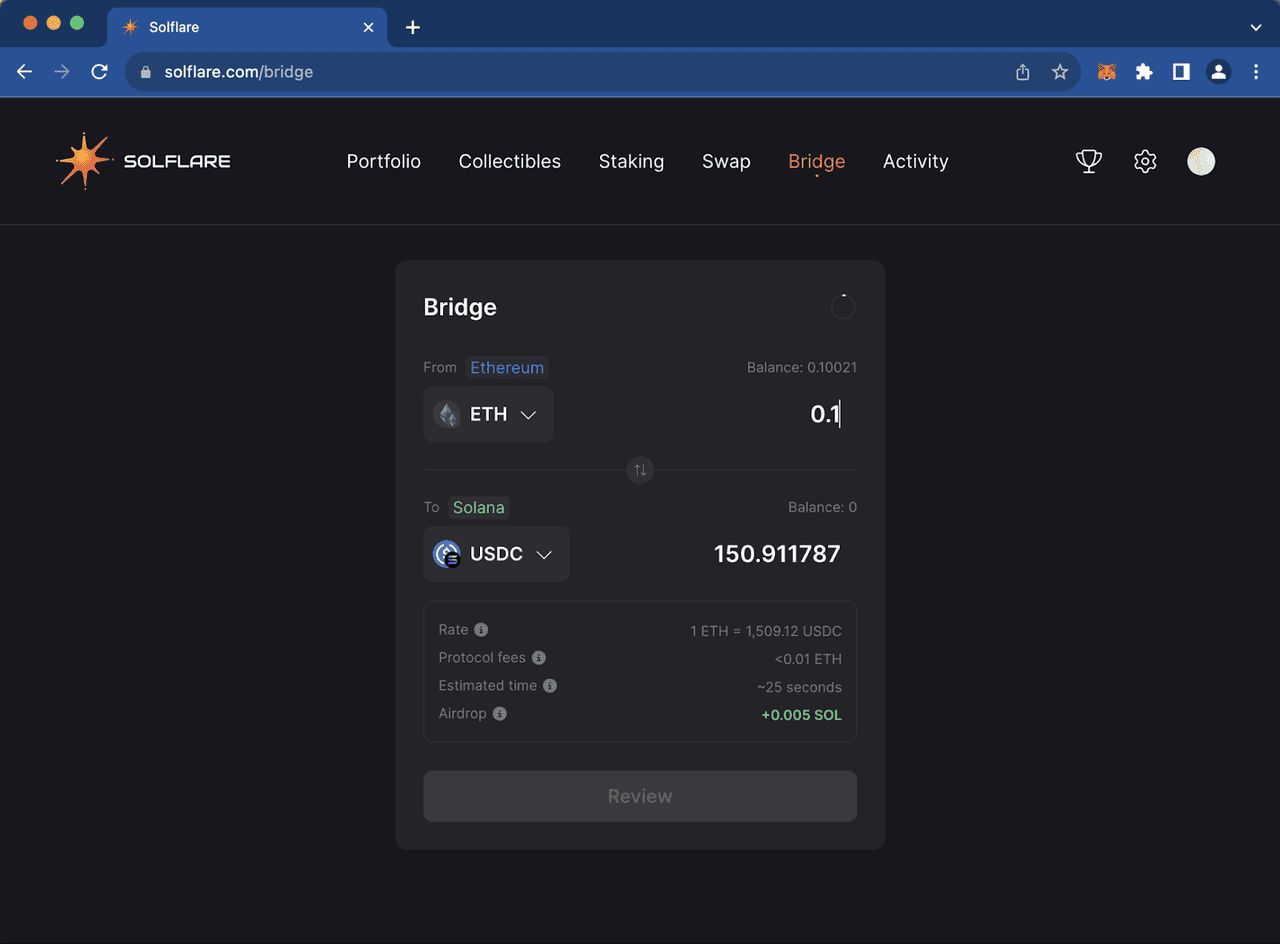 如何使用 MetaMask 将 ETH 桥接到 Solana_图2